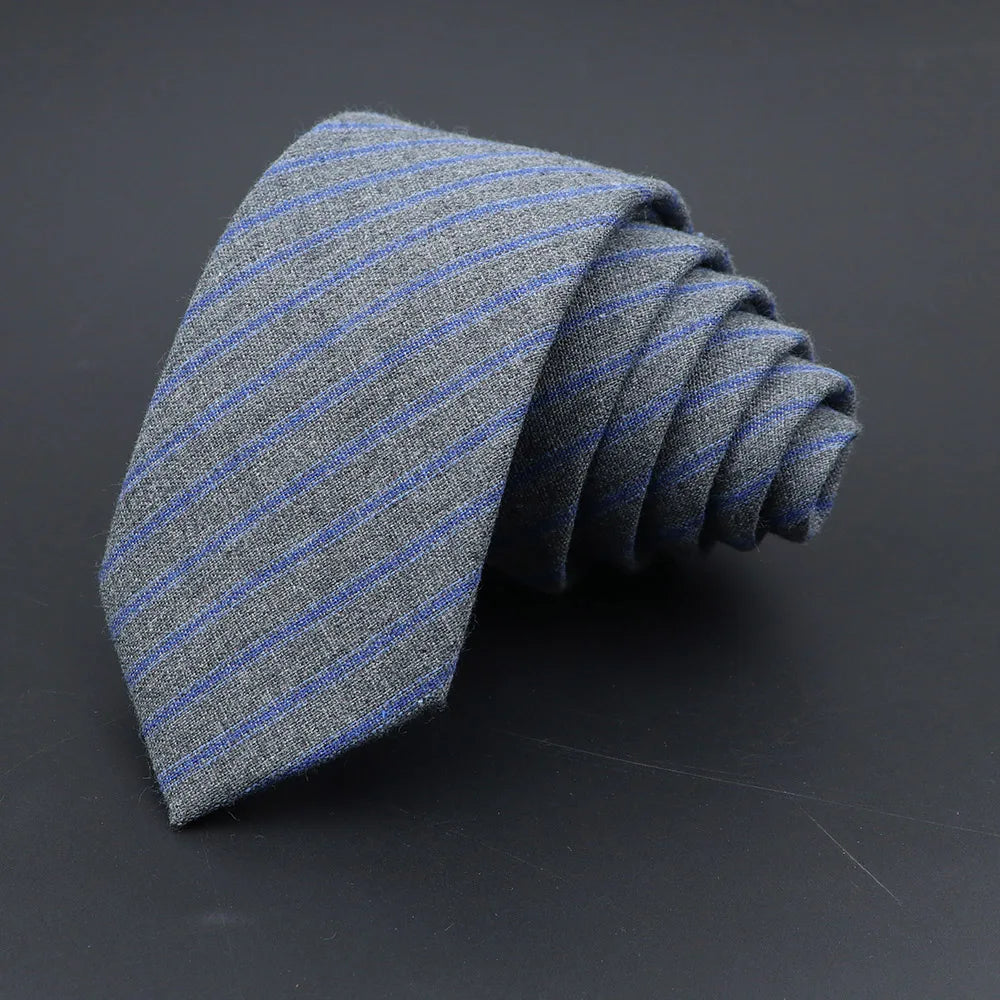 Classic Men's Wool Neckties - Grey Blue Stripe