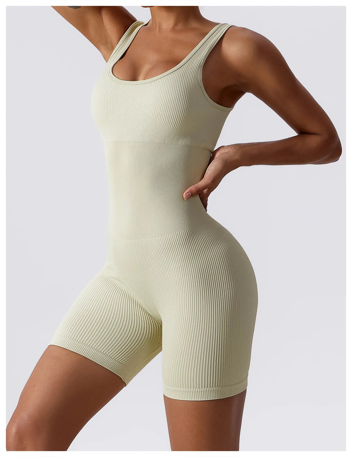 Women's Seamless Fitness Playsuit - Beige 2